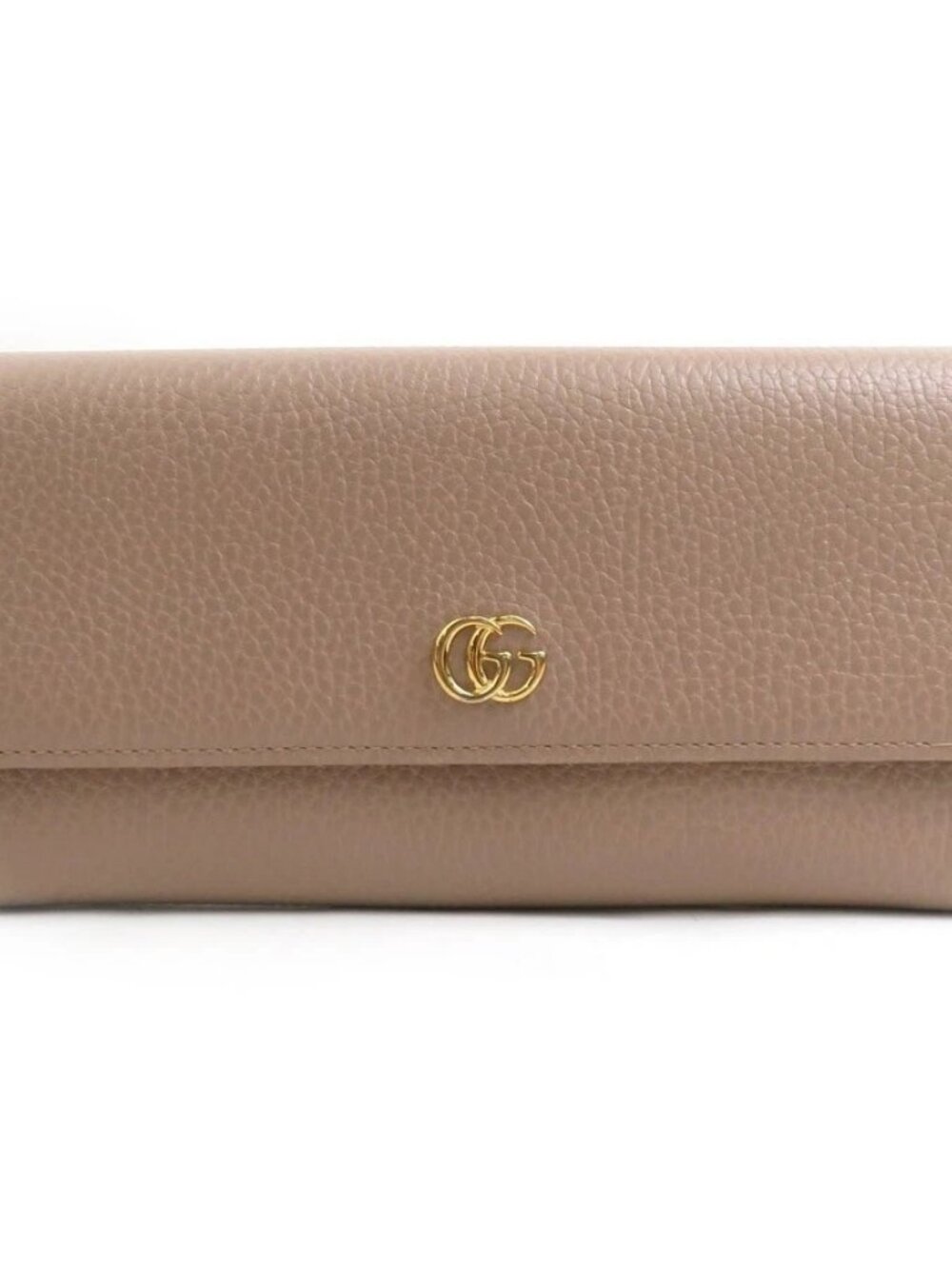 GUCCI GG Marmont Long Wallet Beige Leather/Goldtone - r